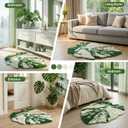 Luxury Sage Green Leaf Bathroom Mat Monstera, 32.3"x36.6" Extra Soft, Absorbent Washable Tufted Bath Rug, Non-Slip TPR Backing, Plush Shaggy Bath Carpet for Floor, Bathtub