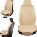 Linen Car Seat Covers Breathable Cloth Fabric Front Seat Protectors Automotive seat Covers Universal Fit for Most Cars Vans SUVs and TrucksBeige2PCS