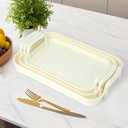 2 x 3 Pack Serving Tray with Handles, Stackable Reusable Trays for Serving Food, Plastic Serving Platters for Party, Charcuterie, Fruit, Appetizer, Solid Cream