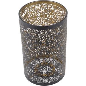 TOPINCN Metal Lamp Shade, Hollow Carving Pendant Light Lamp Shade Round Floor Lamp Shades Replacement Cylindrical Pattern E27 E26 Detachable Decorative Nightstand Table Lamp Shade