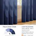 Melodieux 84 Inches Curtain for Living Room - Light Filtering, Linen Look, Rod Pocket, Semi Sheer Curtain Drapes for Home Office, Bedroom (52" W x 84" L, 2 Panels)