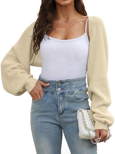 ZUGJAM Women's Cropped Cardigan Bolero Shrug Sweater 2025, L