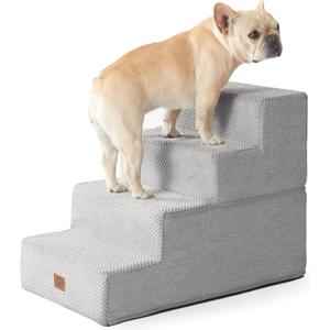 EHEYCIGA Dog Stairs for Bed 18" H, 4-Step Dog Steps for High Bed, Pet Steps for Small Dogs and Cats, Non-Slip Balanced Pet Ramp Indoor, Light Grey