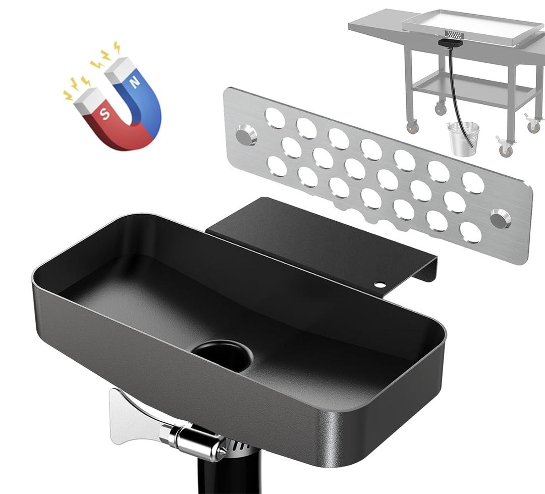 Wide Hook Rear Grease Drainage Funnel for Blackstone Griddle 36 inch with Magnetic Grease Gate, Creative Blackstone Accessories Cup Liners Saving Compatible with Hood, Wind Guard