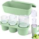 Tcamp Ice Mold for Stanley Cup 30-40 oz Tumbler Cup Ice Mold, Silicone Ice Cube Tray With Lid and Bin for Chilling Cocktails, Whiskey, Drinks, Coffee, Easy Fill and Release Ice Maker (Green)