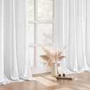MIULEE White Linen Curtains 105 Inch Long 2 Panels for Bedroom Living Room, Soft Thick Linen Textured Back Tab Window Drapes Semi Sheer Light Filtering Rod Pocket Modern Farmhouse Decor