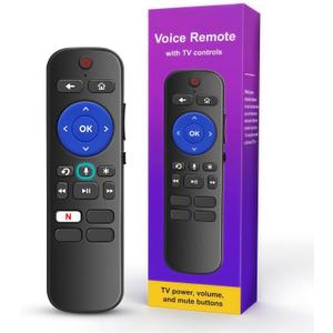 Replacement for Roku Voice Remote : Voice Remote Control for Roku TV, Audio Devices, Streaming Stick, Most Players with 4 Shortcuts & Easy Setup, Purple