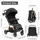 Gromast 2 in 1 Baby Stroller, Portable Travel Newborn Toddler Stroller with Cup Holder & UPF 50+ Canopy, One-Hand Automatic Folding - Black