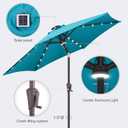 7.5ft Solar Umbrella Outdoor - Lighted Solar Patio Umbrella with 24 LED Lights Waterprool UV Protection, Table Umbrella with Tilt for Pool, Porch, Garden, Deck, Backyard (Aqua Blue)