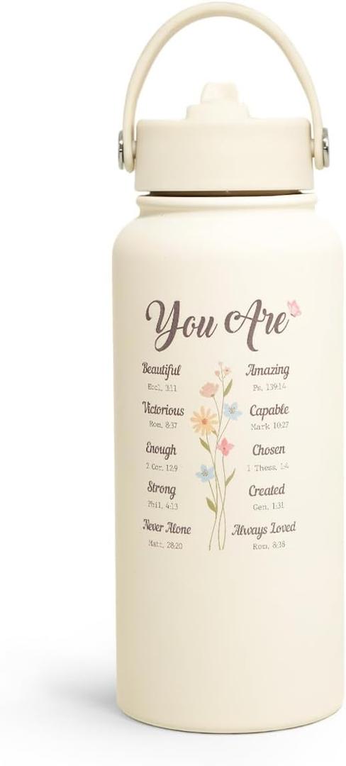 Christian Gifts for Women, Inspiration Water Bottle 32oz Stainless Steel Insulated with Lid, Religious Gifts for Mom Friends Ladies on Birthday Mother's Day Christmas