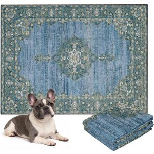 Lovewag Pets Washable Dog Pee Pads, 36" x 48", Waterproof, Non-Slip, Super Absorbent, Reusable Machine-Washable, 2-Pack (Blue Hazel)