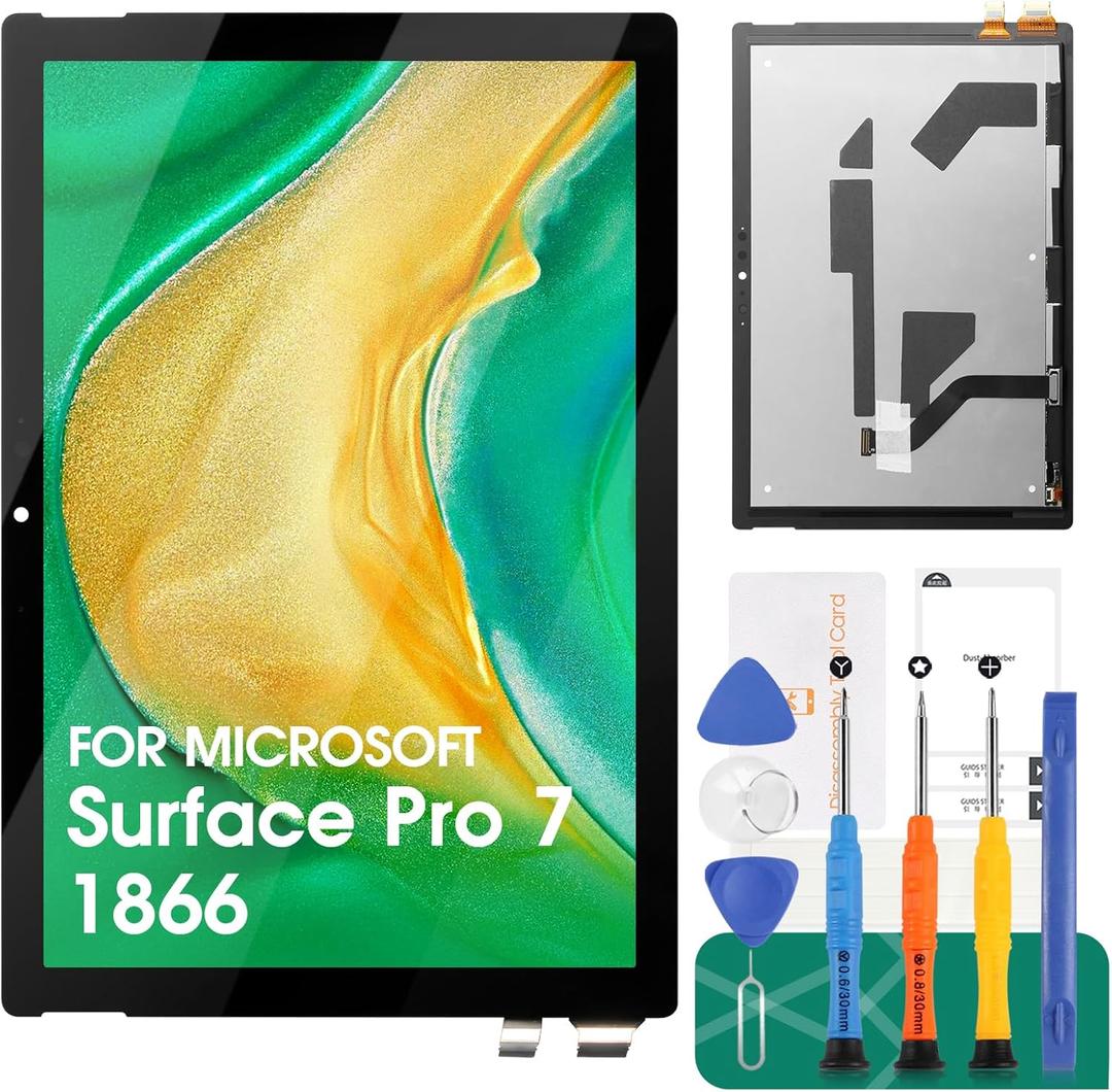 for Microsoft Surface Pro Screen Replacement for Microsoft Surface Pro 7 1866 LP123WQ2 LCD Display Touch Digitizer Touchscreen Faceplate Repair Kits 12.3"(Black)
