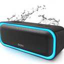 DOSS SoundBox Pro Bluetooth Speaker, 20W Stereo Sound, Active Extra Bass, 20H Playtime, Multi-Colors Lights, TWS Pairing, IPX6 Waterproof for Garden, Hiking, Camping, Outdoor, Party-Black