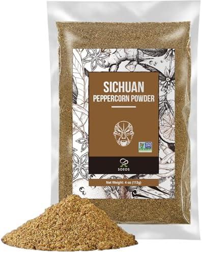 2 Pack Soeos Sichuan Peppercorn Powders, 4oz (113g), Szechuan Peppercorn Powders, Crushed Green Sichuan Peppercorns Powder, Ground Pepper Powders, Best By: 06/26/2027