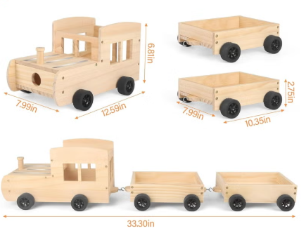 Taladad Storage & Play Car for Toniebox and Tonie Figures Storage Shelf (Wooden Trailer), Magnetic Shelves Compatible with Tonie Box Player Character for Children Room (Natural, Car)