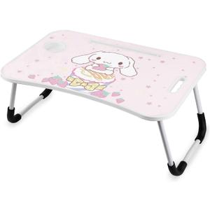 Kawaii Laptop Desk Foldable Kawaii Bed Desk Table Cute Folding Breakfast Tray Portable Lap Standing Desk Notebook Stand Reading Holder for Bed/ Couch/ Sofa/ Floor (Pink)