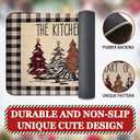 Buffalo Plaid Christmas Tree Merry Christmas Kitchen Mats Set of 2, Xmas Winter Home Decor Low-Profile Kitchen Rugs for Floor,Christmas Kitchen Mats for Floor 17x30+ 17x47 Inch (Linen-black)