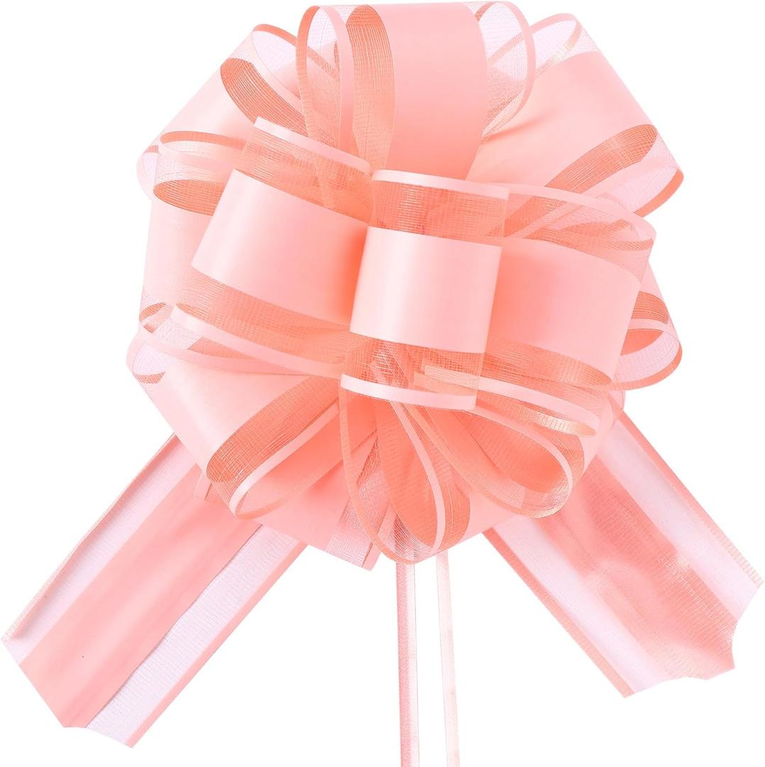 2 x Lotus Root Pink 8 PCS Large Pull Bows,Bow for Gift Wrapping,6 inches, Wrapping Christmas, Party Birthday Gift Wedding, Valentine's Day Decorations for Boxes or Flowers