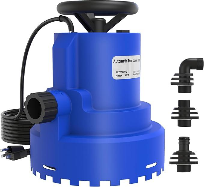 AgiiMan 1HP Automatic Submersible Water Pump, 5000GPH Sump Pump Utility Pump for Pool Draining, Water Removal Pump with 33' Power Cord for Flooded Areas, Swimming Pool, Flooded House Basement,Blue