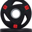 Signature Fitness Olympic 2-Inch Cast Iron Plate Weight Plate for Strength Training and Weightlifting, Style #6, 25LB Pair