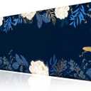 2 x Flowers Plants Mouse Pads for Desk,Premium Textured Large Mouse Pad for Women with Non-Slip Rubber Base, Pink Gold Design Mouse Mat with Stitched Edge Desktop Protection Mat for Computers Laptop