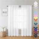 Lecloud White Sheer Curtains 72 Inches Long 2 Panels, Light Filtering Voile Drapes for Window/Door, Breathable Rod Pocket Window Treatments for Bedroom Living Room, Each 40" W x 72" L