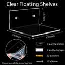 6 Pack Small Acrylic Floating Shelves for Wall, Wall Mounted Hanging Display Shelves for Plants, Funko Pop Figures, Adhesive Shelf for Bedroom, Picture Toy Clear Display Shelf