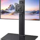 Single Monitor Stand, FreeStanding Desk Stand for 13-32 inch Screens, VESA Mount Monitor Riser with Swivel, Tilt, Rotation, 4 Height Options, Tempered Glass Base, Max Load 77lbs VESA 75x75mm-100x100mm