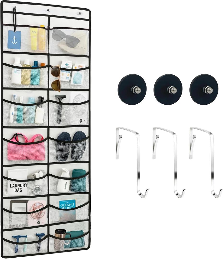 Magnetic Cruise Organizer, 14 Large Durable Pockets Over The Door Organizer For Cruise Ships, Magnetic & Hanging Cruise Organizer, Cruise Essentials 2026  67" x 21.6"