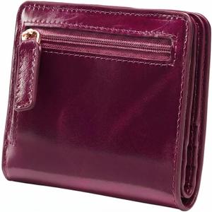 Itslife Women's Rfid Blocking Small Compact Bifold Leather Pocket Wallet Ladies Mini Purse with id Window (Waxed Fuchsia)