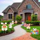 8 Pcs Easter Yard Signs Garden Decoration Outdoor Yard Signs Egg Bunny Rabbit Carrot Basket Chicken with Stakes for Easter Party Decorations Lawn Photo Props Patio Walkway