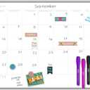 Loddie Doddie Magnetic Dry Erase Calendar Whiteboard - 17 x 23 in Aluminum Frame - Spacious Monthly Planner Grid - Fridge Magnet & Wall Calendar Mount - Dry Erase Markers & Magnets