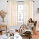 YoungsTex Linen Semi Sheer Curtains 63 Inch Length - Light Filtering Drapes with Back Tab Rod Pocket Lightweight for Living Room Window, Chamapgne, 2 Panels, 52 X 63 Inch (Champagne)