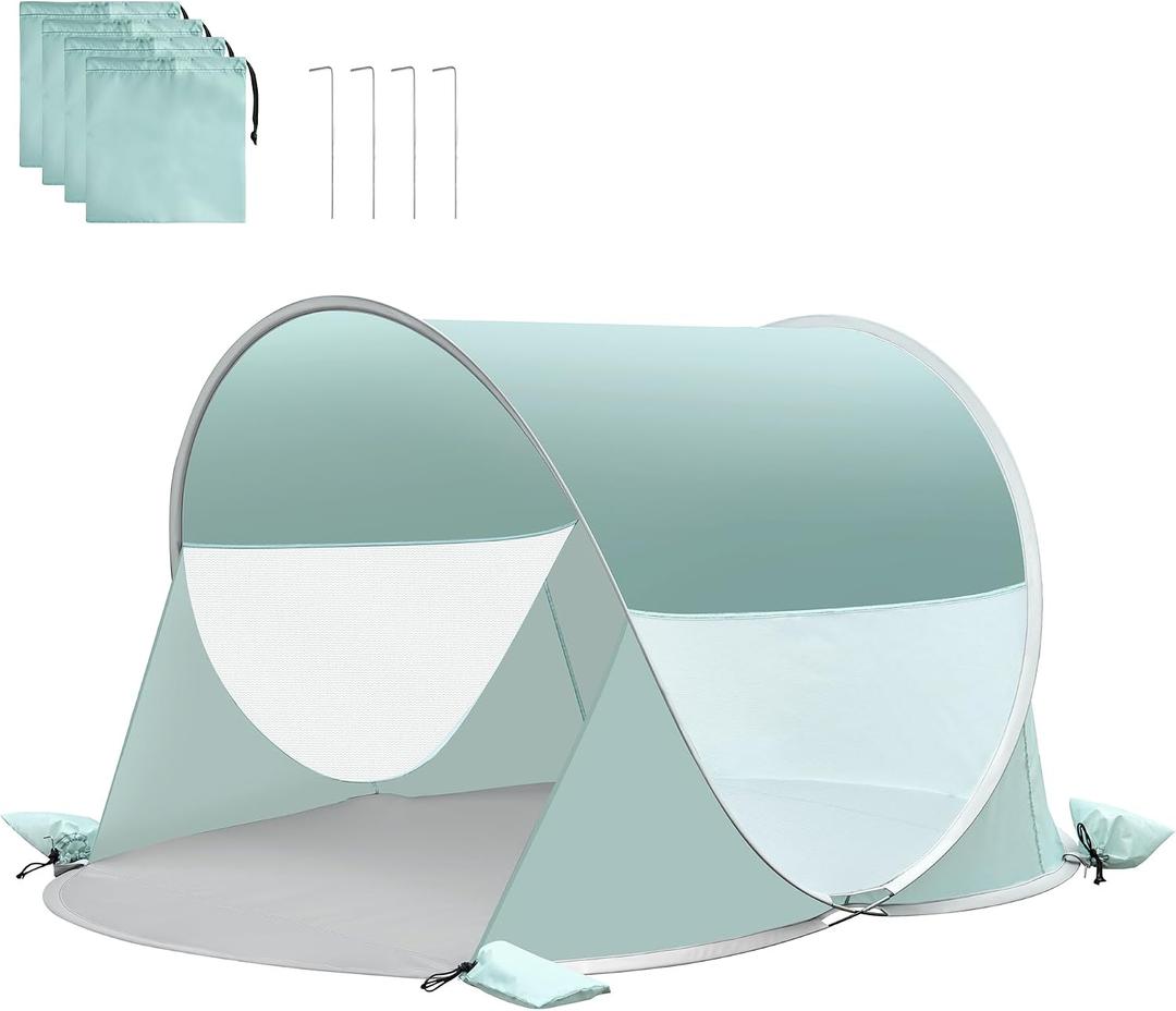 ISILER Pop Up Beach Tent, Portable Outdoor Shade Tent, UPF 50+ Beach Shelter, Easy Setup Windproof Waterproof Canopy