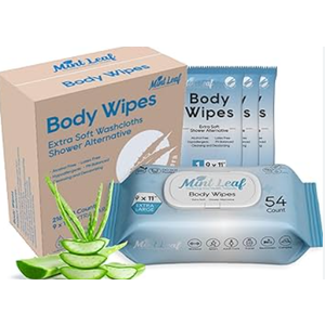 XL Adult Body Wipes - No Rinse Shower & Incontinence Bath Wipe, 11x9 Cleansing Washcloths with Aloe Vitamin E, Hypoallergenic inence for Adults, Seniors, Gym & Travel - 18 Singles