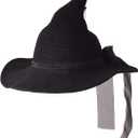 GRACEART Women Felt Wool Witch Hat Knitted Cap Halloween Wizard Cap Mardi Gras Hat Headwear (Black)