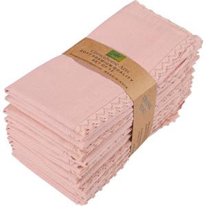 Blush Pink lace cotton linen 85%cotton 15%Linen 12 pcs set size-12x12 inches Dinner Napkins Everyday Use Premium Quality Over Sized Cloth Napkins Hemmed Ultra Soft Durable Hotel Quality