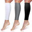3 Pairs Calf Compression Sleeves for Men And Women Football Leg Sleeve Footless Compression Sock for Running Athlete Cycling (Black, White, Gray, Medium)