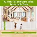 Reinforced 42" Tall x 195" Extra Wide Retractable Baby Gate with Support Rods - Prevent Crawling Under, Extra Large Baby Gate Retractable Dog Gate Indoor Tall Dog Gate Outdoor Gates for Decks, White