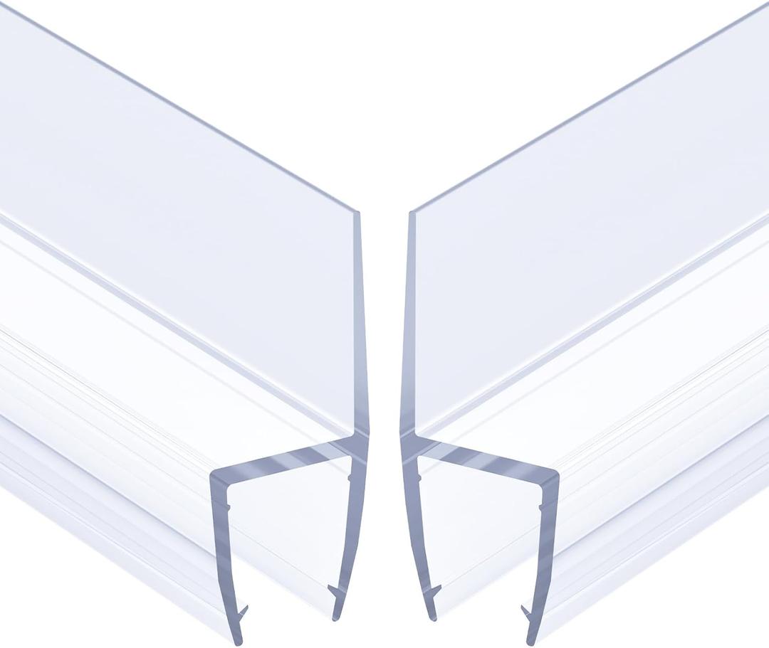 AmazerBath Shower Door Side Seal Strip (Set of 2), Frameless Glass Shower Door Seal Strip - Suitable for 3/8 Inch Glass, 78 inch