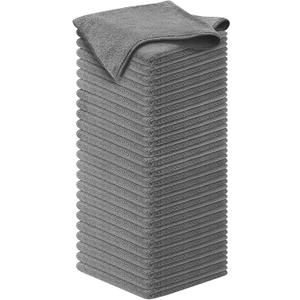 USANOOKS Microfiber Cleaning Cloth Grey - 50 Pcs (12.5"x12.5") - High Performance - 1200 Washes, Ultra Absorbent Microfiber Towel Weave Grime & Liquid for Streak-Free Mirror Shine - Car Washing Cloth (Gray)