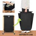 STORAGE MANIAC Laundry Sorter, Laundry Hamper with Wheels, Laundry Basket Sorter, Laundry Separator Hamper, Laundry Divider Hamper (Bamboo, 3 Section)