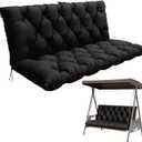 Porch Swing Cushion with Backrest,Waterproof Bench Cushion for Outdoor Furniture,2-3 Seater Replacement Thickened 5 in swing cushion,with Ties,Patio,Outdoor,Backyard and Garden (Black,60x40 in)