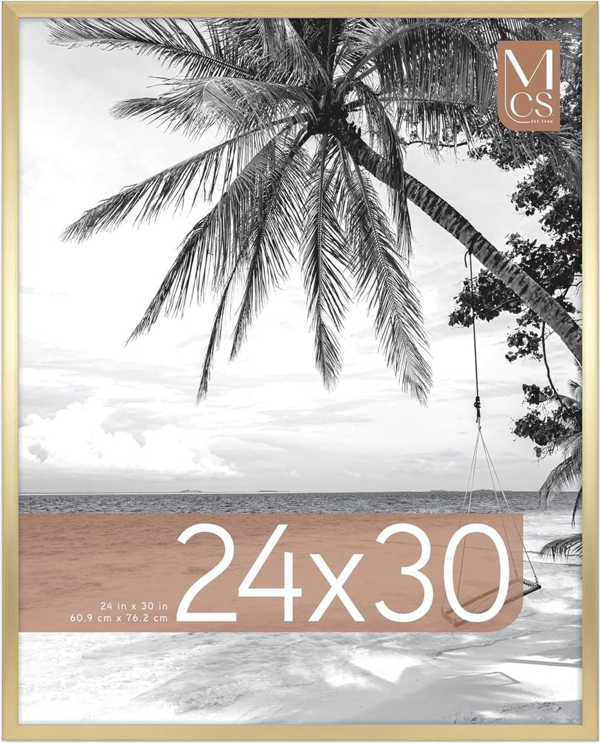 MCS Foundation 24x30 Poster Frame Traditional Brass, Vertical & Horizontal Wall Hanging Large Picture Frame for Photos, Posters & Art Prints (1-Pack)