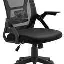 VECELO Mid-Back Swivel Ergonomic Office Chair with Adjustable Arms, Mesh Lumbar Support for Computer Task Work, Jet Black