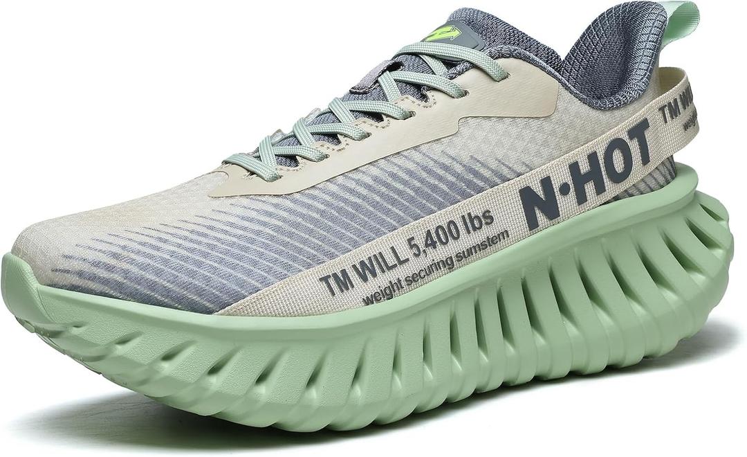 Chunky Fashion Walking Shoes for Women & Men Breathable Casual Sneakers Lightweight Gym Workout Tennis Shoes (14.5 Women/13 Men, Green Cross)