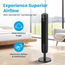 Senville 42" Oscillating Tower Fan for Bedroom, Remote, Bladeless, Quiet, 3 Modes, 7-Hour Timer, LED Display, Black