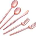 SUT 150Pcs Rose Gold Plastic Silverware, Disposable Cutlery Set, Heavy Duty Plastic Flatware SetDisposable Rose Gold Utensils Include 50 Forks,50 Spoons, 50 Knives Perfect for Party