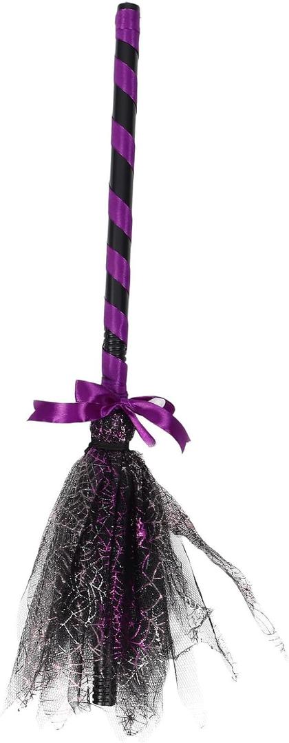 Halloween Witch Broom Decoration Lightweight Detachable Broom Prop for Parties Unique Witch Costume Accessory for Masquerades and Outdoor Events Purple