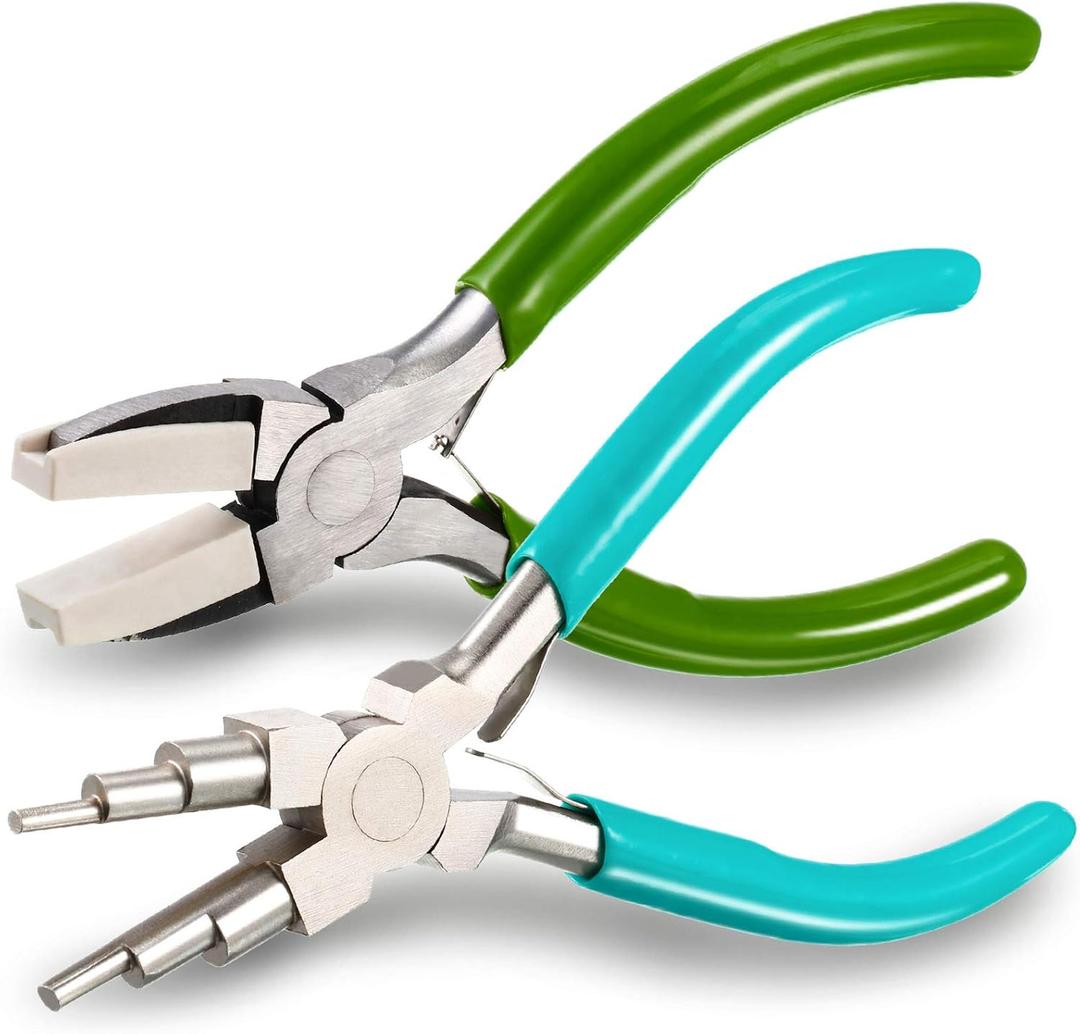 2 Pieces Jewelry Making Tool Bail Making Pliers 6 in 1 Jewelry Pliers Wire Bending Pliers for Beading Looping Shaping Wire DIY Crafts (Green)
